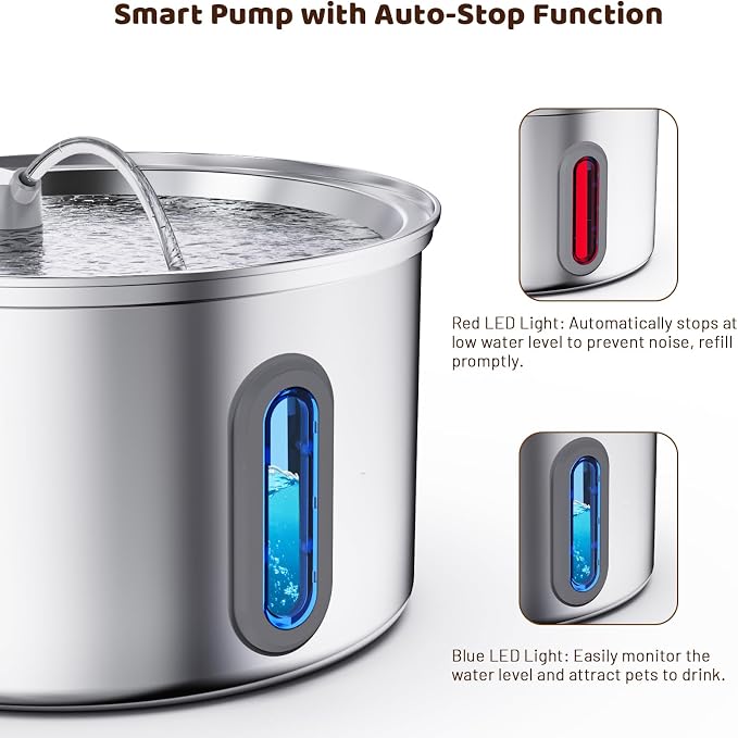 Cat Water Fountain Stainless Steel, 3.2L Cat Fountains - Image 4