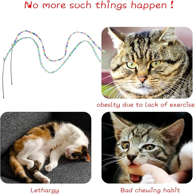 Cat Wand Toys Interactive Kitten Toys Cat Teaser Wand String Feather - Image 5