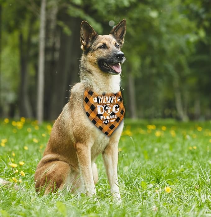 Dog Bandana, Therapy Dog Please Pet Me with, Dogs Scarf Classical Printing - Image 4