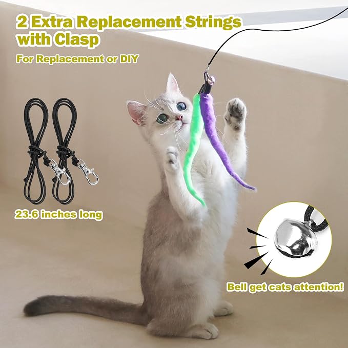 Cat Toys for Indoor Cats, Interactive Cat Toy 2PCS Retractable Wand Toy and - Image 6