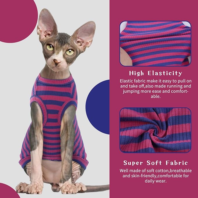 BRKURLEG Sphynx Hairless Cats Shirt Puppy Clothes Soft Cotton T-Shirts Cute - Image 4