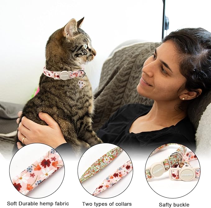 Cat Collar, 2 Pack Cute Cat Collars Breakaway - Image 2