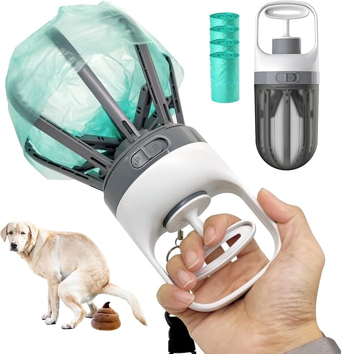 Pooper Scooper for Dogs, 【No Warm Poo in Hand】 Portable 2 in 1 Dog Waste by Thepetexpertforyourpet
