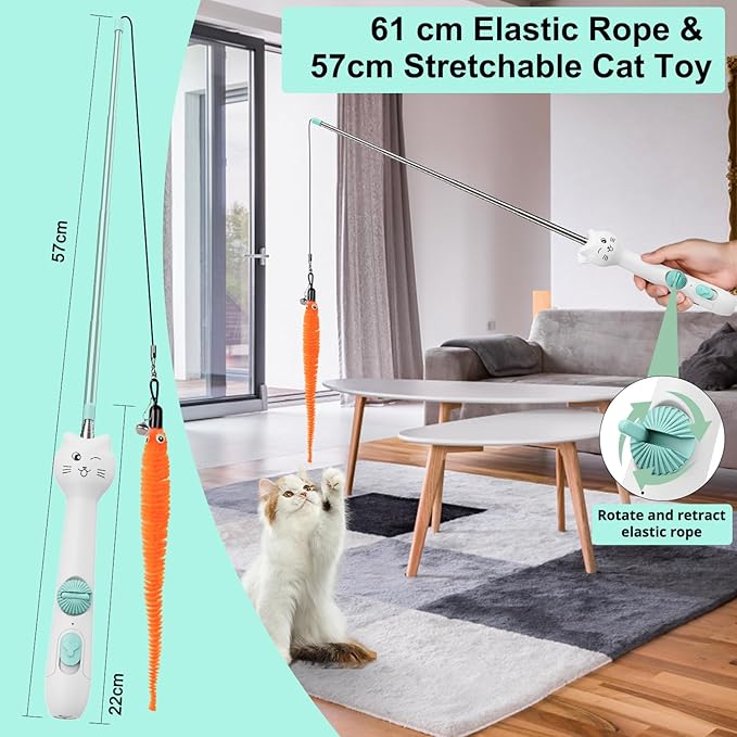 TBTeek Cat Toy, 2in1 Light and Retractable Pole - Image 4