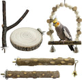 5Pcs Natural Wooden Bird Perch Set – Parrot Perch Toys, Wooden Perch Swing by Unknown