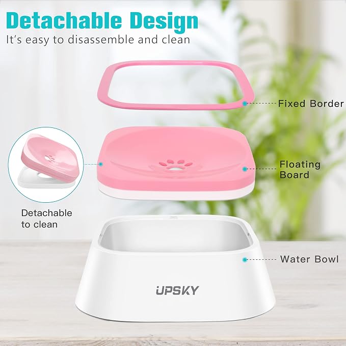 UPSKY No-Slip Slow Drinking Bowl - 35oz No Spill Pet Dispenser - Image 2