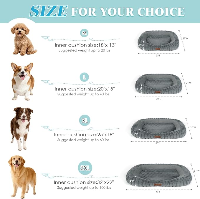 Dog Bed Large Size Dogs Washable Soft Furry Pet Bed, Calming Rectangle Large - Image 5