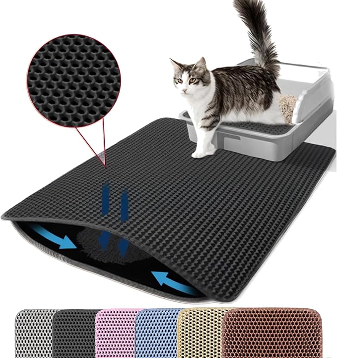 Extra Large Cat Litter Mat, 30x22 Inches Honeycomb Double Layer Cat Litter by Petinstinct