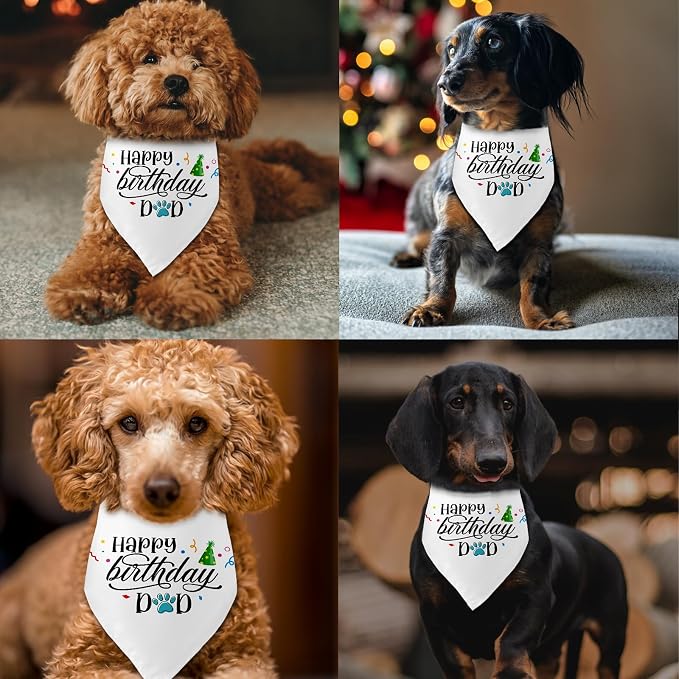 Happy Birthday Dad Black Dog Bandana Pet Scarf Accessories Funny Cute Puppy - Image 4