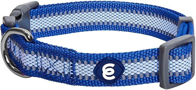 Blueberry Pet Small Dog Collar in Reflective Navy Blue | Adjustable Nylon Strap by BlueberryPet