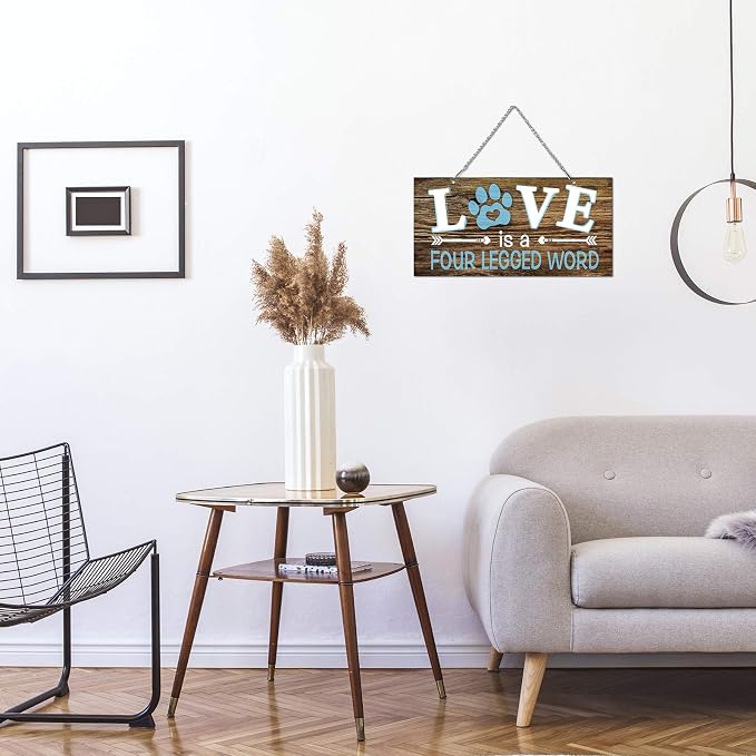 Dog Wall Decor Room Love Is a Four Legged Word Pet Paw Sign Dog Vintage Metal - Image 4