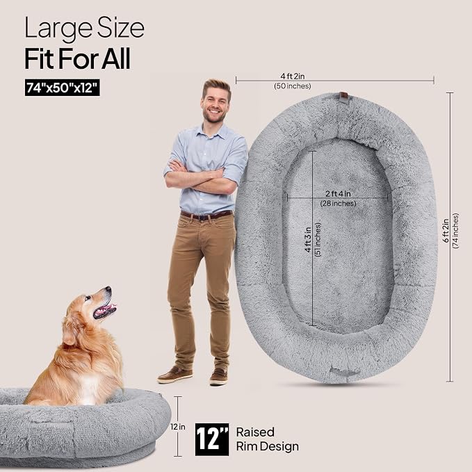 Giant Human Dog Bed for Adults and Pets, Waterproof & Machine Washable Cover - Image 5