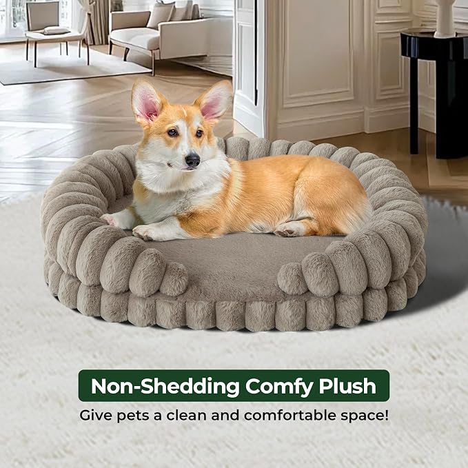 BALANCE Calming Dog Bed for Medium Sized Dogs, 30 Inches Oval Washable Pet Bed - Image 3