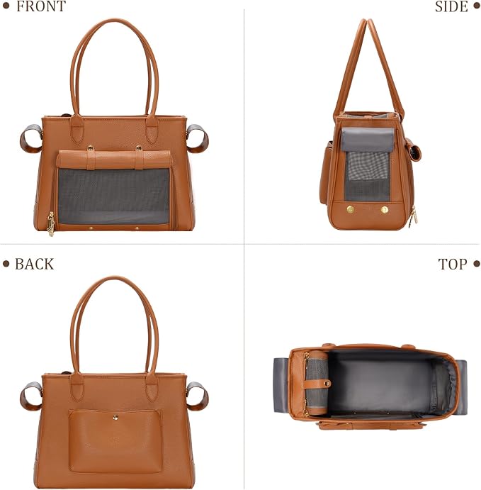 Fashion Pet Carrier Purse for Small Cat and Dog, Luxury Pu Soft-Sided Tote Bag - Image 3