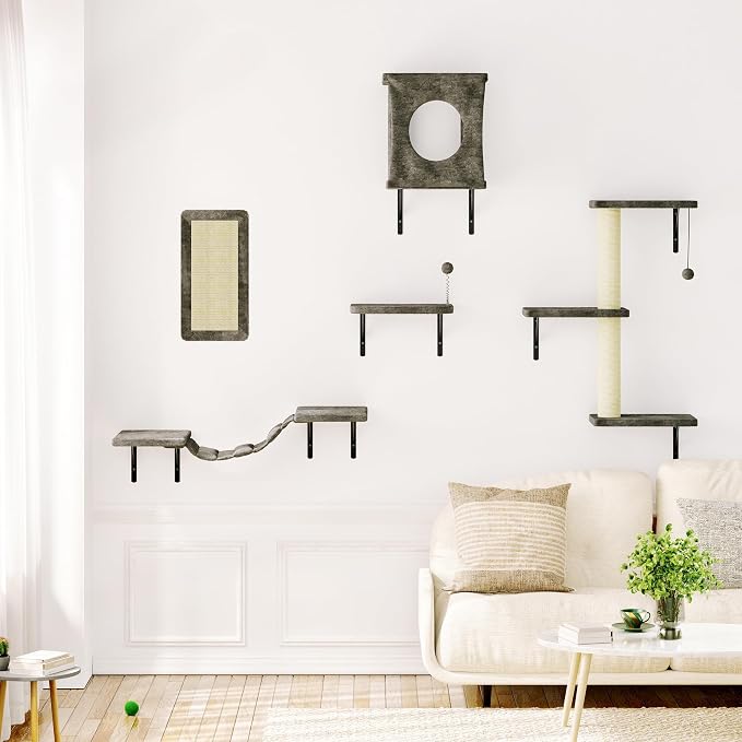 10-in-1 Cat Wall Shelves, Wooden Climbing Wall - Image 7