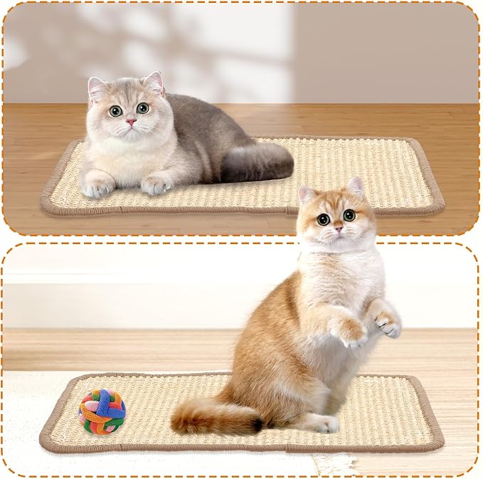 4 Pack Cat Scratcher Mat, 15.7x7.8 Inch Sisal Scratching Pad - Image 6