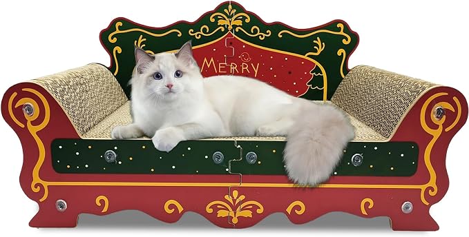 Luxury Cardboard Cat Scratcher Sofa Bed, Couch Shaped Scratching Board by INRLKIT
