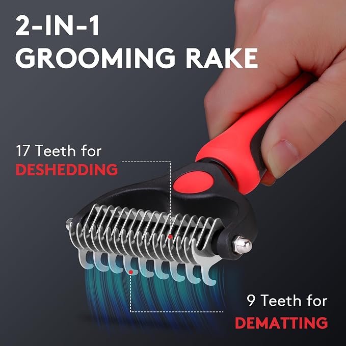 Tpotato Deshedding Dog Brush for Long Haired Dogs Cats, Undercoat Shedding Rake - Image 2