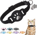 AirTag Cat Collar with Bells, Soft Velvet Cat Collar Breakaway with Airtag by DILLYBUD