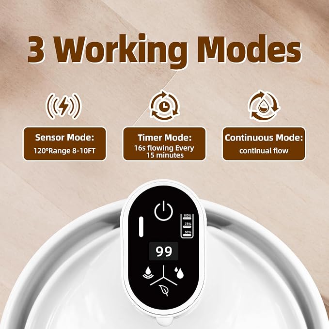 Ceramic Cat Water Fountain, Cat Water Fountain Cordless Battery Operated - Image 4