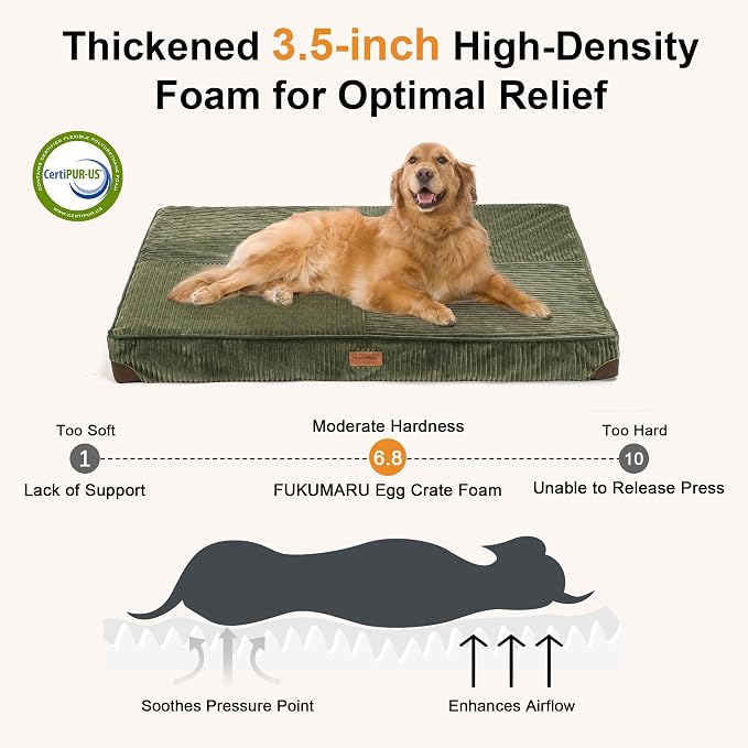 FUKUMARU Dog Bed, Thickened Corduroy Orthopedic Dog Beds - Image 3