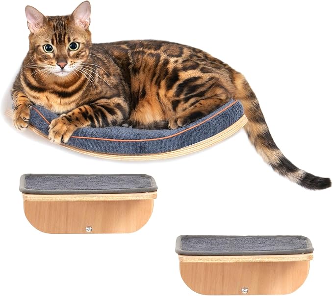 Cat Wall Shelves for Cat Wall Steps, Wooden Floating Modern Mounted Space by SOJILET