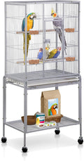 SUPER DEAL 53-Inch Rolling Bird Cage Large Wrought Iron Cage by Superdeal