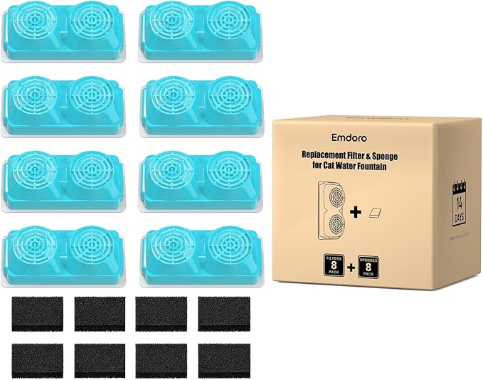 Official 8-Pack Replacement Filters and Sponges by Emdoro