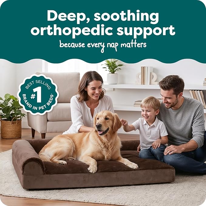 FurHaven Orthopedic Dog Bed for Large Dogs, L-Shaped Chaise Mattress, Egg Crate - Image 2