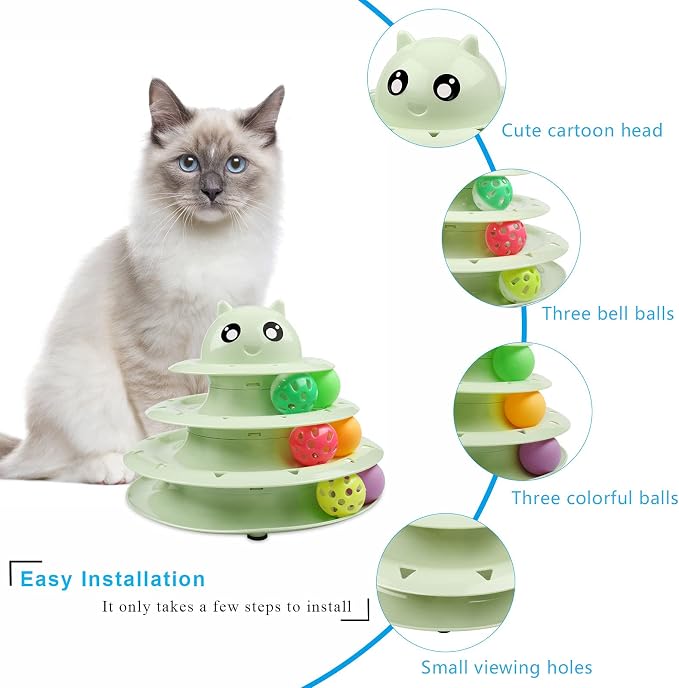 UPSKY Cat Toy Roller 3-Level Turntable Cat Toy Balls - Image 4