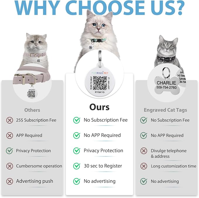Cat Collar Breakaway with QR Code Name Tag, Reflective Kitten Collars with Bell - Image 2