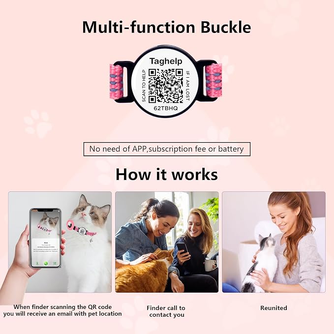 Reflective AirTag Cat Collar Breakaway, TAGHELP GPS Cat Collar - Image 5