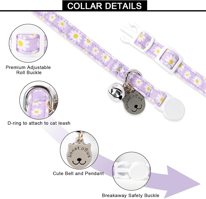 Lionet Paws 2pcs Pack Cotton Cat Collar, Breakaway Buckle - Image 5