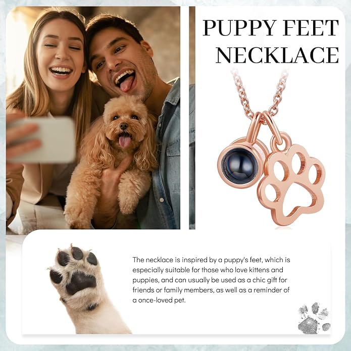 Personalized Cute Dog Cat Paw Name Necklace Forever Love Custom Heart Pendant - Image 6
