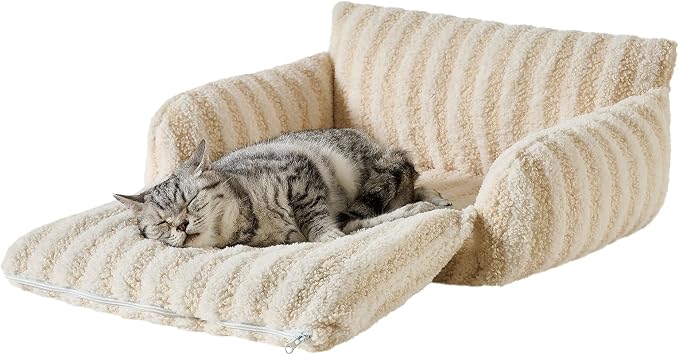 Hollypet Cat Bed Fluffy Plush Mutifuctional Double-Layer Soft Pet Couch - Image 2