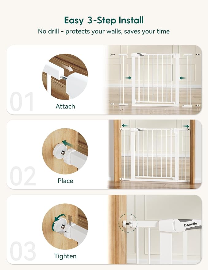 Babelio Metal Baby Gate, 29-48“ Auto Close Easy Install Pet Gate, Extra Wide - Image 4
