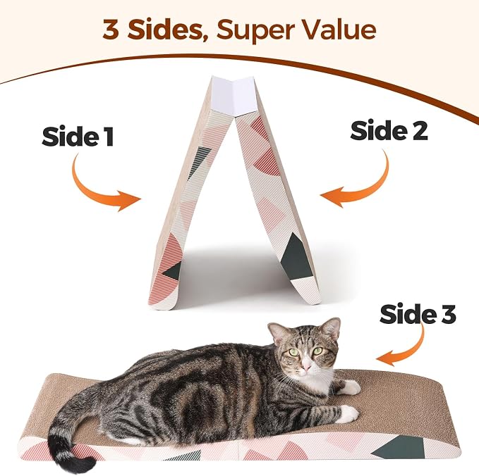 ComSaf Cat Scratcher Carboard Pad 32"x10", Large Cat Scratcher Bed - Image 4