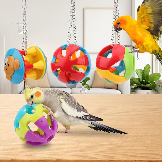 Hypeety Pet Parrot Toy Plastic Colorful Birds Ball - Image 6