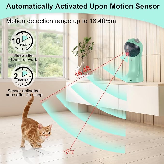 TBTeek Cat Toy, Motion-Activated, Rechargeable, 5 Fun Patterns, Random Rotating - Image 3