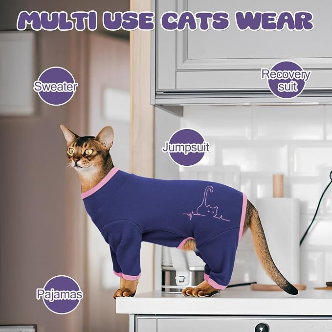 Cat Pajamas for Cats Only, Sticky Hair Cat Clothes, Sphynx Hairless Cats Sweater - Image 6