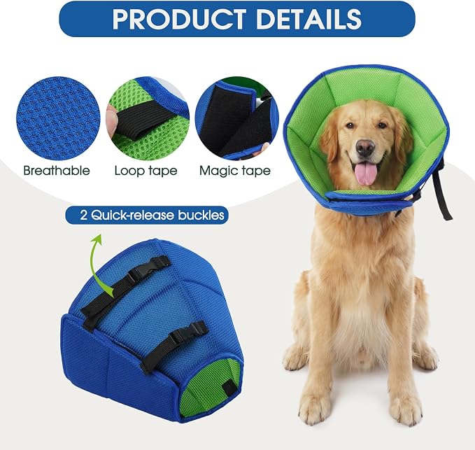 Dog Cone Collar After Surgery for Medium Dogs, Adjustable Soft Recovery Cone - Image 4