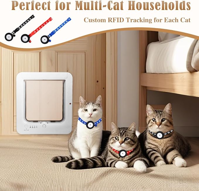 Smart Cat Door for Interior & Exterior, Flap Opening is 7.67’’ by 7'', RFID Cat - Image 2