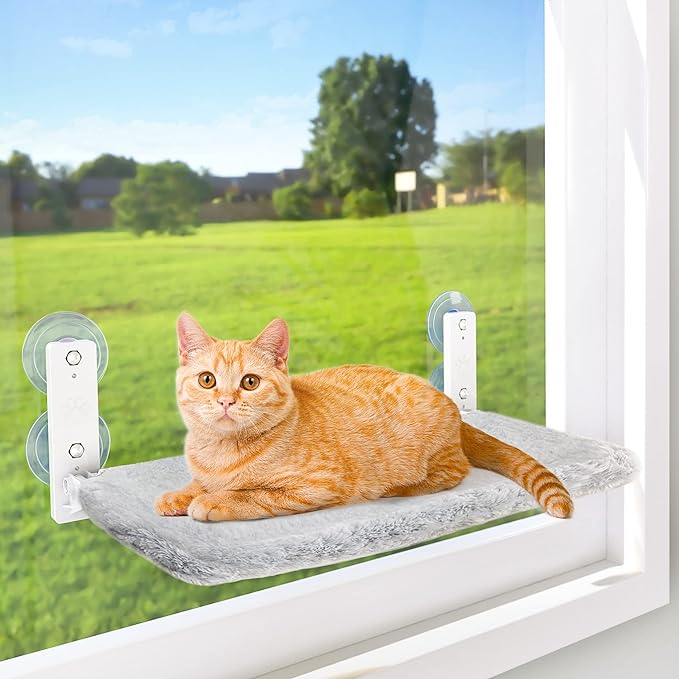 AMOSIJOY Cordless Cat Window Perch, Cat Hammock by AMOSIJOY