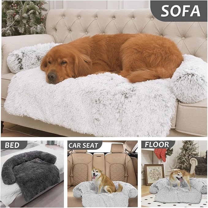 Calming Dogs/Cats Bed Mats, Dog Pad Washable Removable Couch Cover, Plush Long - Image 7