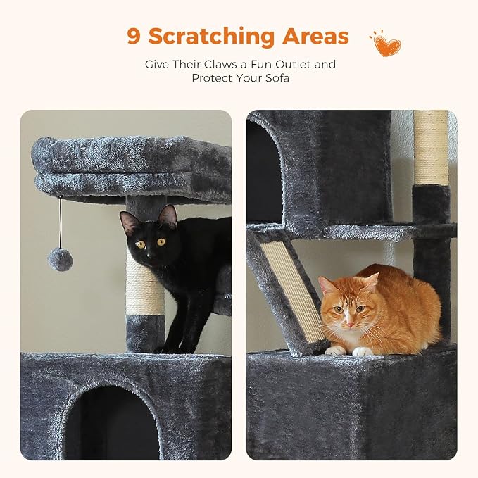 70.8" Tall Cat Tree for Large Cats, 2 Top Perches, Big Condo, Large Hammock - Image 5