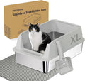 TENTIZON Large Stainless Steel Cat Litter Box, Open Top Metal Kitty Litter Tray by TENTIZON