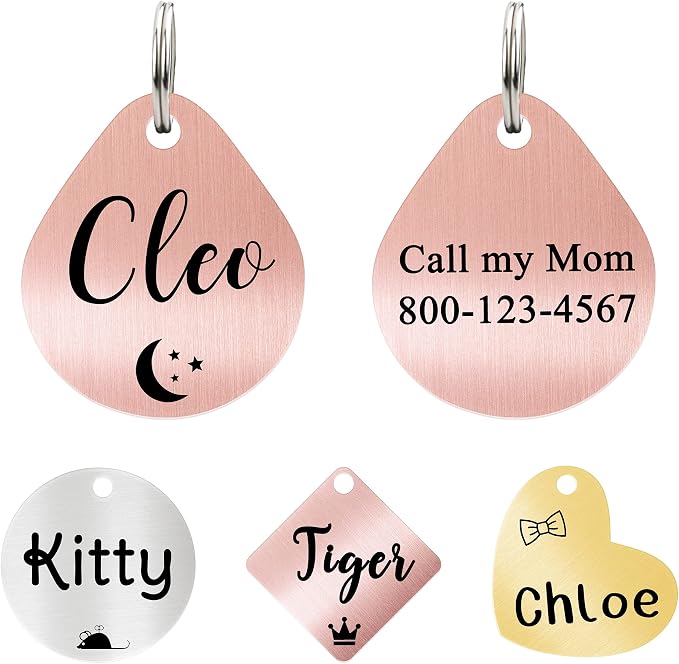 Ultra Joys Cat ID Tag Personalized Pet Tags, Durable Stainless Steel Small Pet by UltraJoys