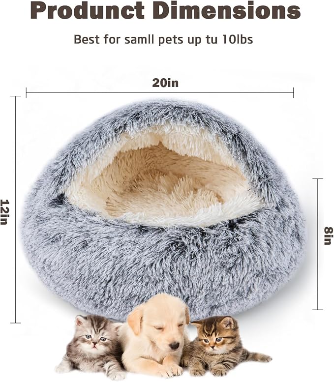 Cat Bed for Indoor Cats, Calming Cozy Cave - Image 2