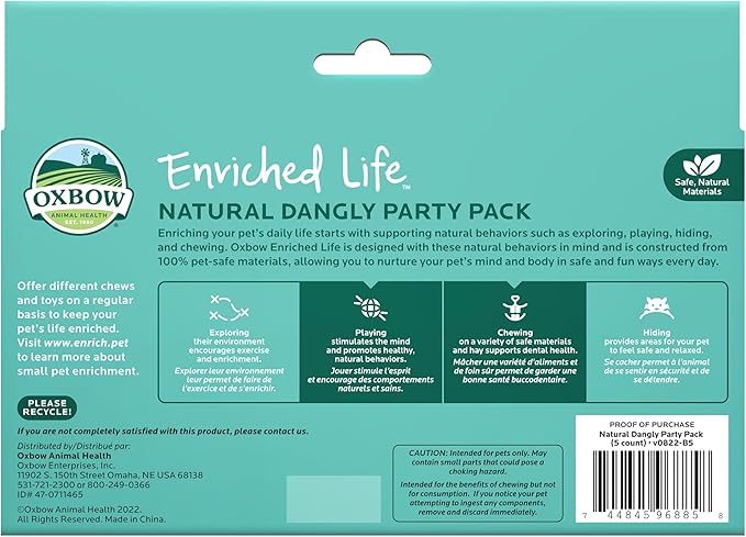 Oxbow Enriched Life Natural Dangly Party Pack, Rabbit Toys, Guinea Pig Toys - Image 2