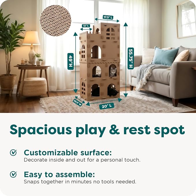 FurHaven Castle Tower Multi-Level Cardboard Cat House - Image 3